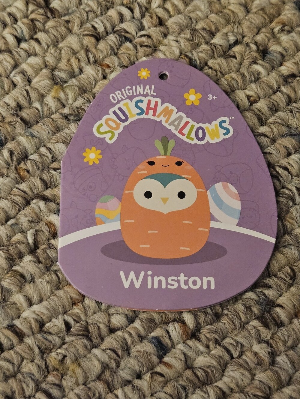 Squishmallow Easter Winston Owl Bio Tag